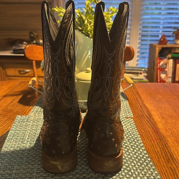 Tanner Mark Ostrich Leather Cowboy Boots - Men’s Size 8.5 - Picture 4 of 7